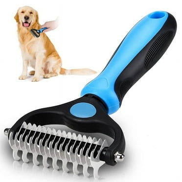 Pet Grooming Brush - Hair removal brush rake for dogs and hair removal tool for cats, double-sided bottom hair rake for mats and tangles