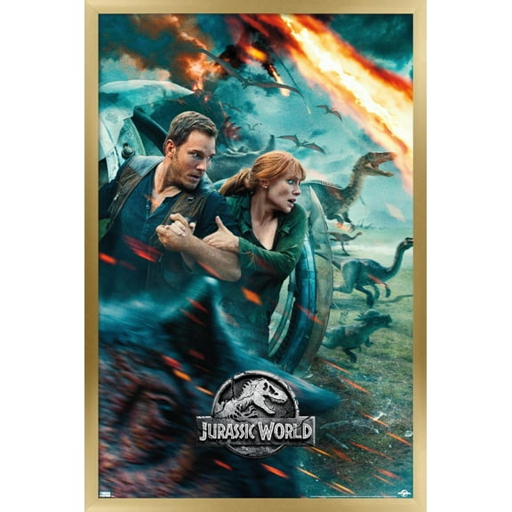Jurassic World: Fallen Kingdom - One Sheet Wall Poster, 14.725" x 22.375", Framed