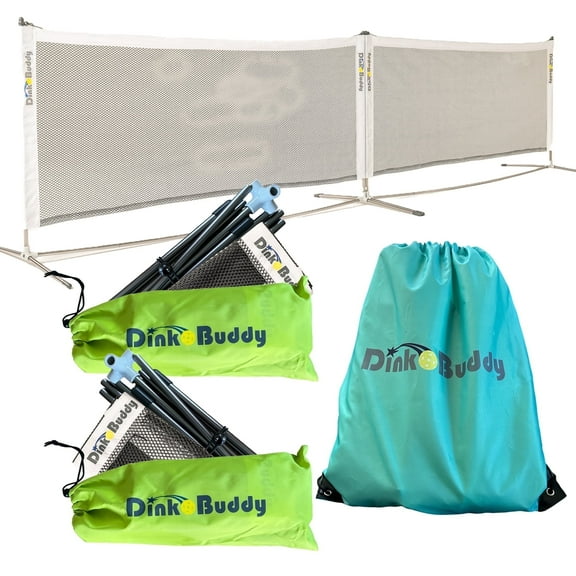 Dink Buddy Pickleball Net System Lightweight Collapsible Frame and Portable Carry Bag Select Size and Color: (6-ft Pack of 2, Black Net)