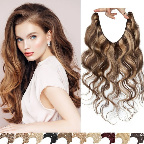 SEGO Curly Wire in Human Hair Extensions Hidden Hair Extensions with Invisible Band Translucent Fish Line Hairpiece without Clip