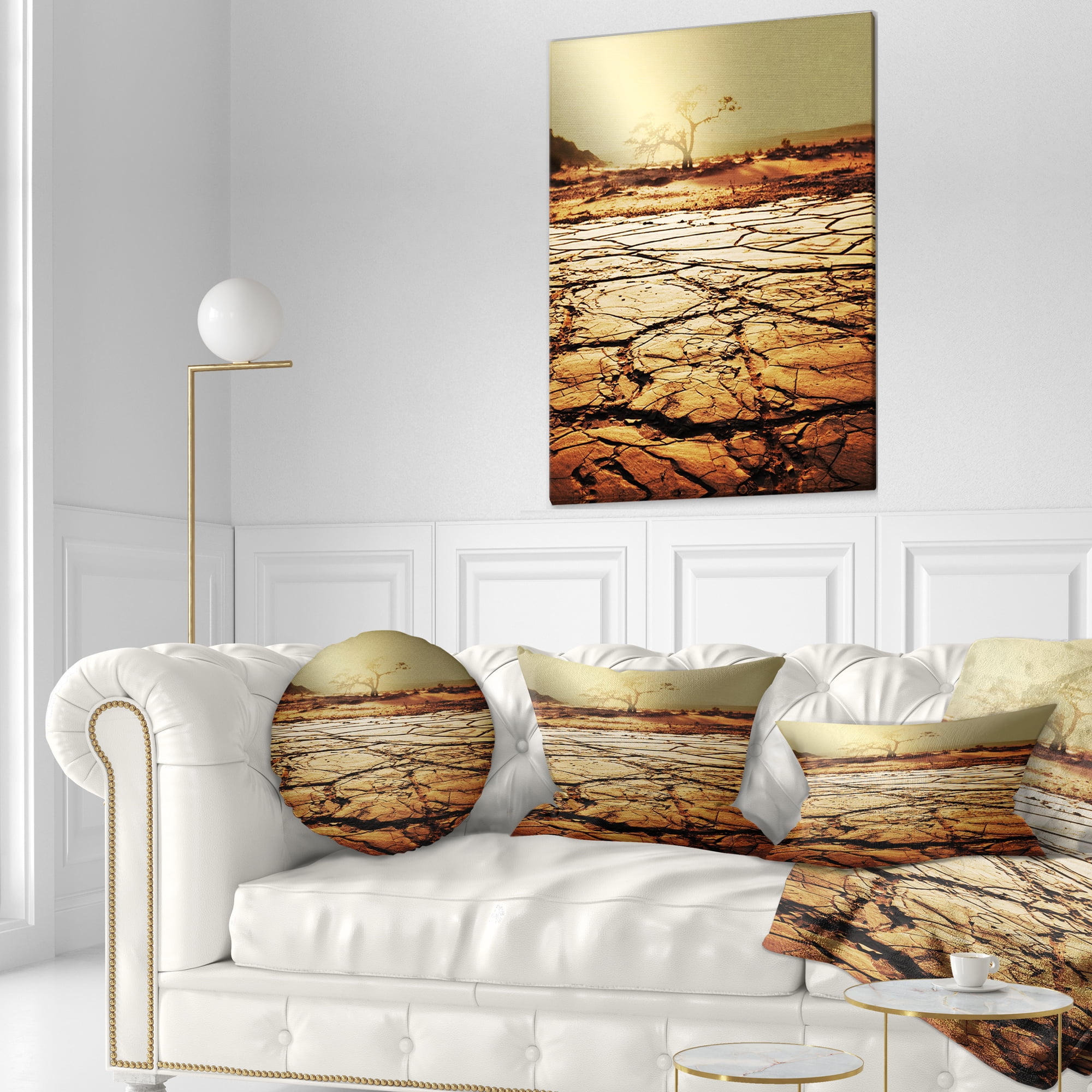 Designart 12" x 20" Brown Polyester Throw Pillow