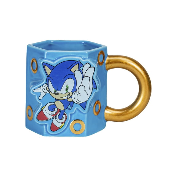 Zak Designs 16oz Sonic The Hedgehog Ceramic Sculpted Mug With Ring Handle