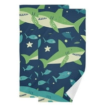 Yayeee Hand Towels for Bathroom Set of 2 Quick Dry Super Absorbent Soft Hand Shower Towels, 28" x 14", Sharks Pattern