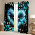 thumbnail image 2 of Erosebridal Farmhouse Curtains 52x84 inch,Rose Butterfly 30%-50% Blackout Curtains 30-50%,Romantic Love Heart Curtains Drapes,Teal Rose Window Curtains 2 Panels for Bedroom, 2 of 5