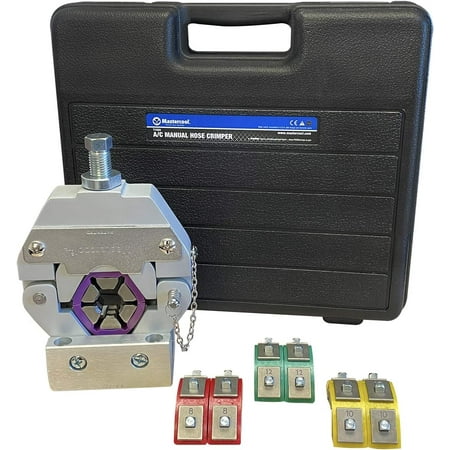 

Manual A/C Hose Crimper Kit includes complete set of dies covering standard hose sizes #6 #8 #10 and #12 71550 Black