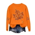 thumbnail image 3 of Yanchicy Spooky Season Sweatshirt Pullover for Women Crew Neck Maple Leaves Graphic Soft Lightweight Thin Fleece Loose Fall Halloween Clothes Long Sleeve Tops, 3 of 6