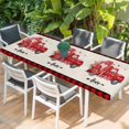 thumbnail image 2 of Valentine's Day Table Cloths for 8 Foot Rectangle Tables, Truck Loves Red Plaid Romantic Beige Patio Waterproof Elastic Fitted Tablecloths, Washable Rectangular Table Cover for Camping, 2 of 8