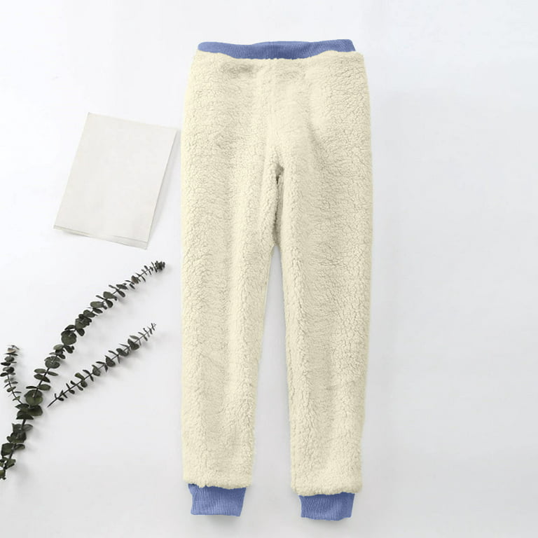 Zodggu Solid Color Loose Fit Soft Winter Warm Thick Sweatpants for