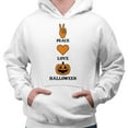 thumbnail image 2 of Peace Love and Halloween Hoodie Sweatshirt Unisex Large White, 2 of 5