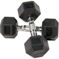 thumbnail image 3 of Sporzon! Rubber Encased Chrome Handle Hexagon Dumbbells, Pair, 15 Pounds, 3 of 5