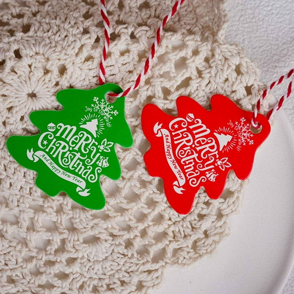 Monebena 200PCS Christmas Paper Tags  with 20m Rope Christmas Present Tags for Gift Wrapping,Christmas,DIY Arts Crafts (Red and Green) M01