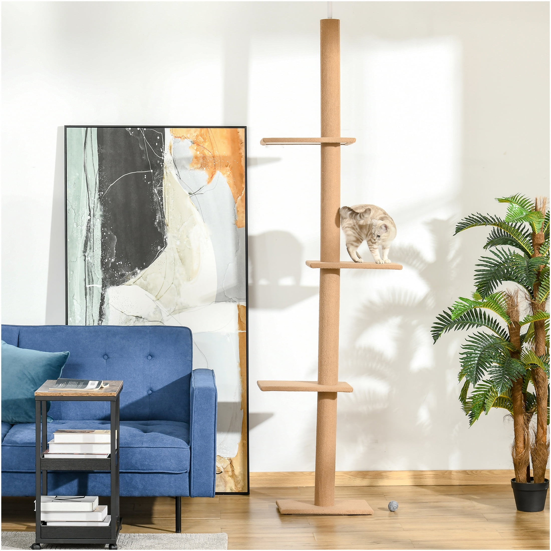JERFIT 8.5 FT Tall Floor to Ceiling Cat Tree with Scratching Posts, Multi-Level Cat Condo Activity Center with Perch & Hammock for Indoor Cats, Brown