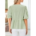 thumbnail image 3 of PRETTYGARDEN Women's Summer Tie Front Striped Shirt Trendy Cute Babydoll Tops Fashion Peplum Puffy Sleeve Blouse, 3 of 10