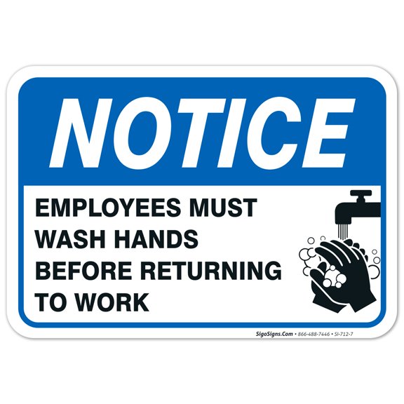Employees Must Wash Hands Sign, Before Returning To Work,
