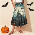 thumbnail image 2 of EANJE Halloween Womens Casual Elastic Waist Drawstring Midi Skirt Print Vacation Style A Line Flowy Skirt for Daily Wear Navy L, 2 of 4