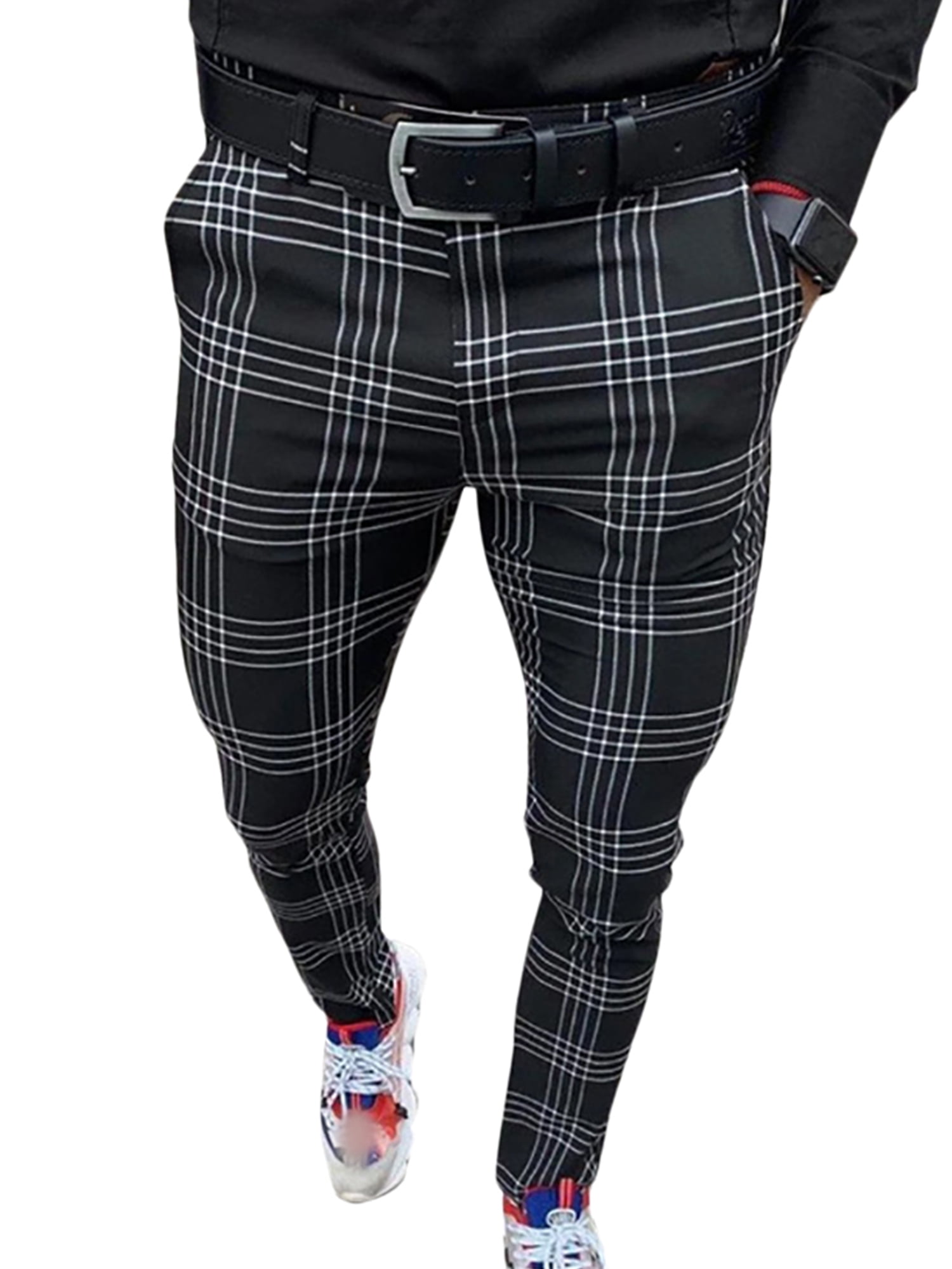 plaid mens skinny pants