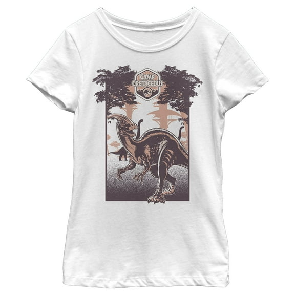 Girl's Jurassic World: Camp Cretaceous Dinosaur Travel Poster  Graphic Tee White X Large