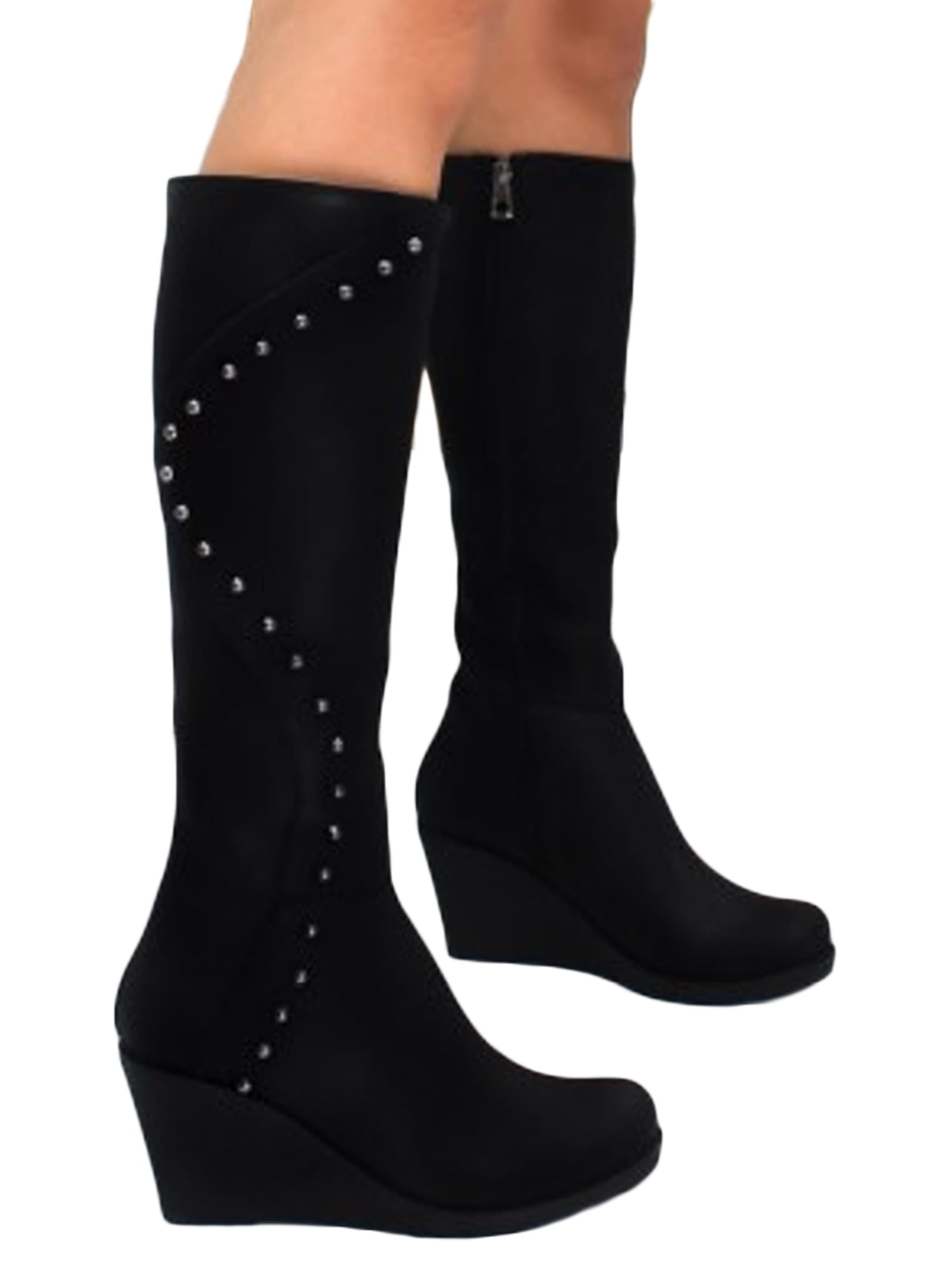 round toe wedge boots