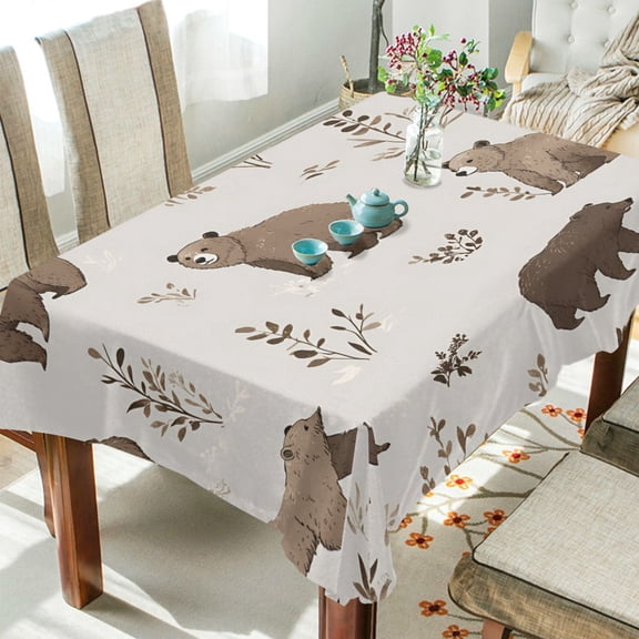 Yayeee Tablecloths 54" x 54" Rectangle Wrinkle Resistant Party Table Cover, Light Gray Bears