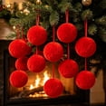 thumbnail image 6 of 1PC Red Fluffy Christmas Pom Pom Ball Ornament, 2.36Inch Plush Fuzzy Hanging Balls, Soft Christmas Tree Decorations, Holiday Hanging Pendants for Wreath, Mantel, Window, Indoor Xmas Home Party Decor, 6 of 7