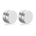 thumbnail image 3 of 6mm 1 par de pendientes magnéticos góticos de acero inoxidable, pendientes redondos, plata, oro, negro, Unisex, 3 of 3