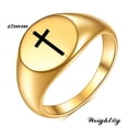 thumbnail image 2 of PAURO Cross Rings for Men Women Black Silver Rose Gold Plated Pinky Cool Simple Personalized Statement Dainty Circle Jewelry Gold Size 10, 2 of 6