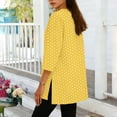 thumbnail image 5 of XPMWRP Women's Polka Dot V Neck Tunic Top 3/4 Sleeve Loose Fit Casual Blouse Flowy Longline Shirt for Daily Wear Yellow M, 5 of 6