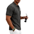 thumbnail image 7 of Hearthz S-5XL Men Polo Shirts Waffle Textured Men's Short Sleeve Shirts Big and Tall Solid Color Mens Golf Polo with Chest Pocket Dark Gray XXL, 7 of 7