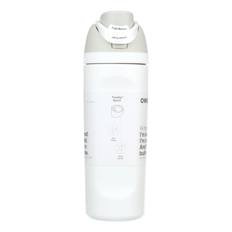 Owala 24 oz Metal Push to Lift and Unlock Water Bottle, 2 Pack, Black &  White 