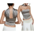 thumbnail image 2 of Gupgi Women Halter Neck Tank Tops Solid Color Sleeveless Off Shoulder Backless Crop Tops, 2 of 8
