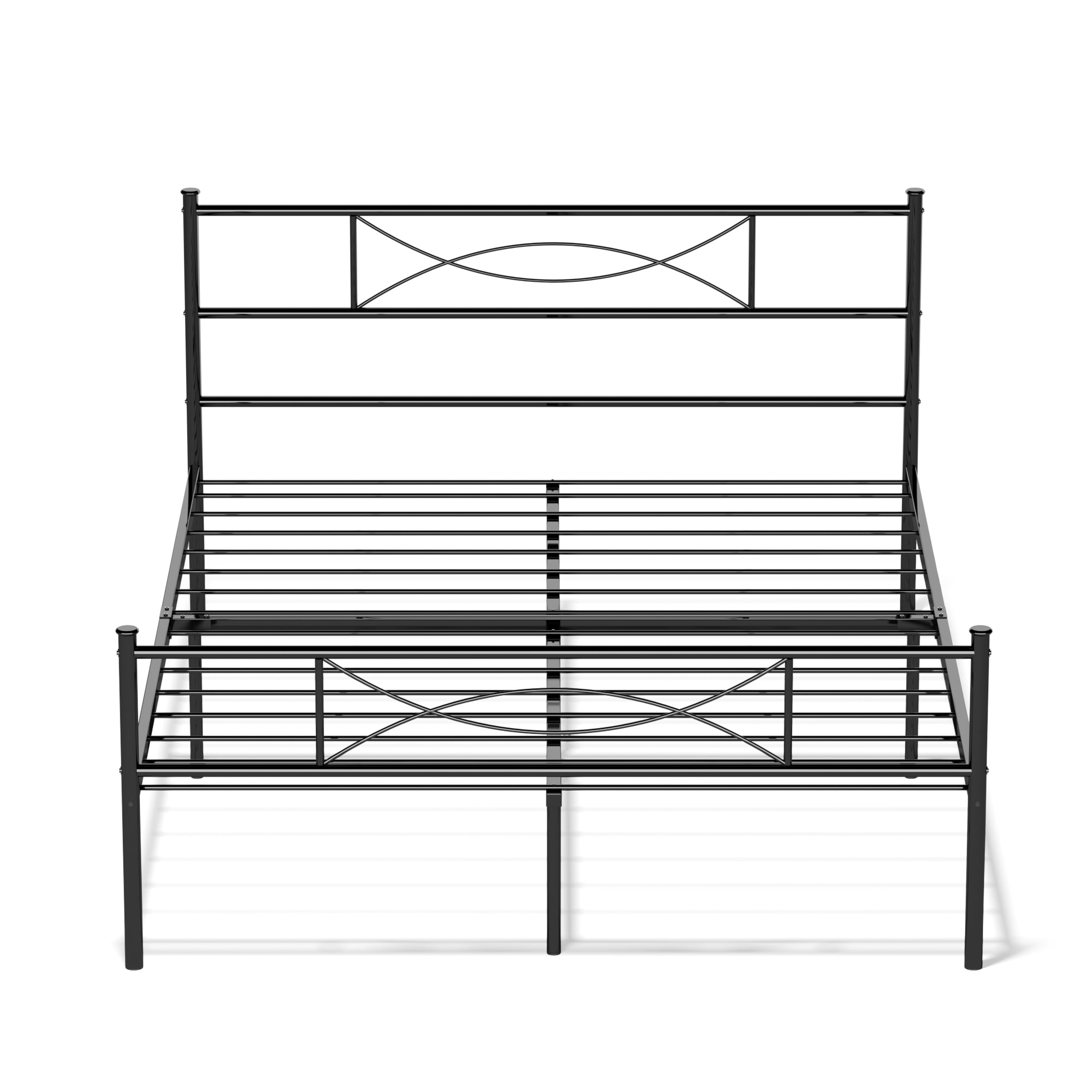 Teraves Full Metal Bed Platform Mattress Foundation with Headboards