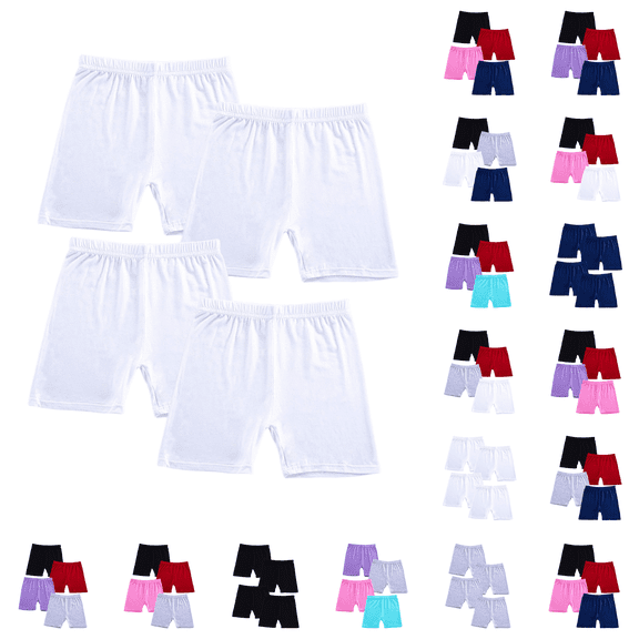 4 Pack Girls Bike Shorts Under Dress Dance Shorts for Little Kids Multicolor