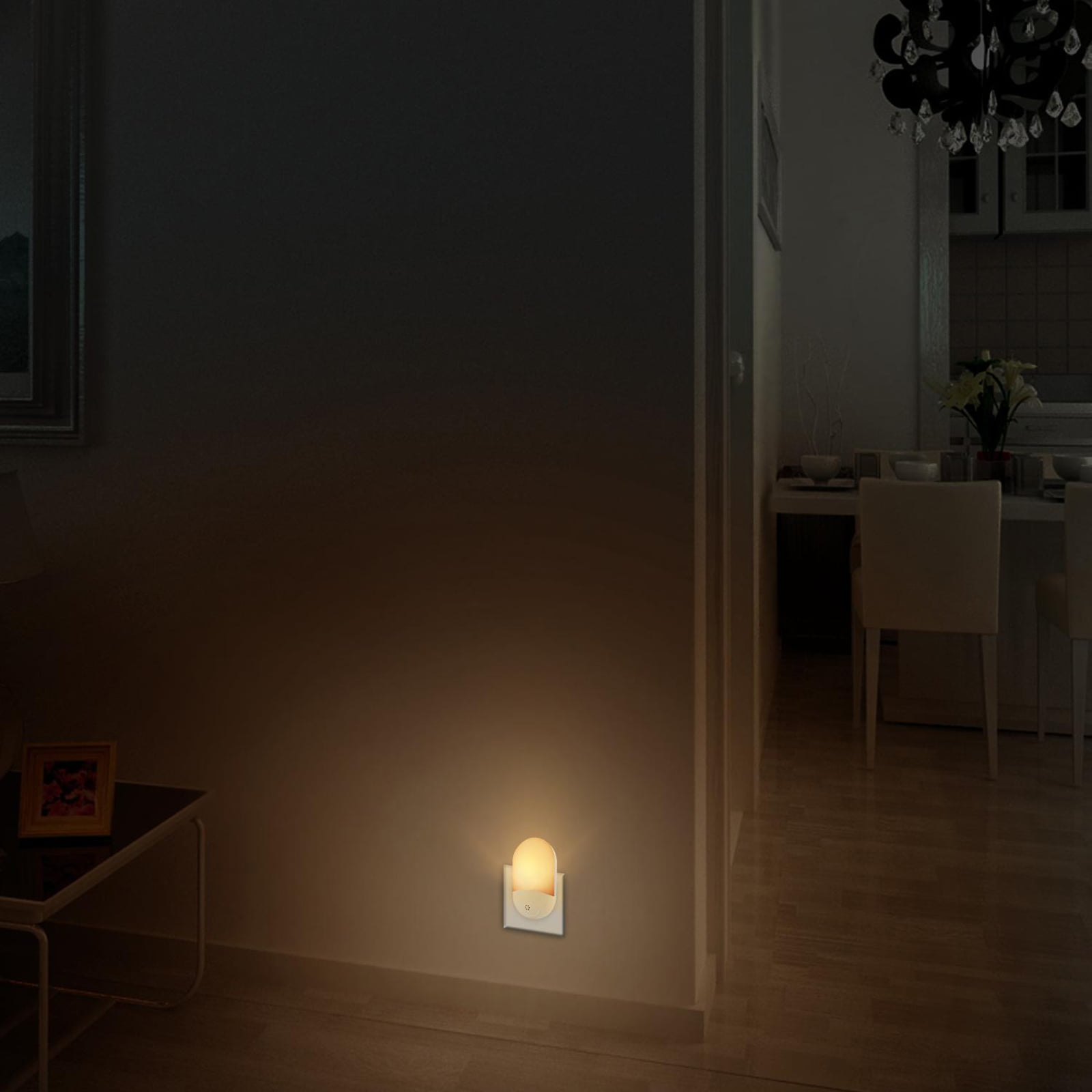 Automatic LED Night Light Dusk to Dawn Wall Plug In Warm Sensor Light 