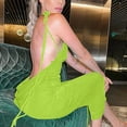 thumbnail image 2 of Birdeem Robe Longue d'Été pour Femme, Couleur Unie, Mode, Aguichant, Dos Ouvert, à Lacets, Style Élégant, Soutien-Gorge, Robe à Encolure Suspendue, 2 of 8