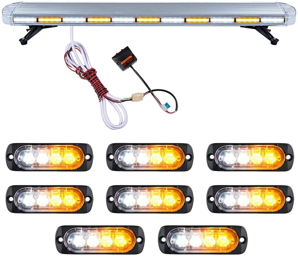 51" Inch 96W LED Emergency Beacon Amber Warn Response Strobe Light Bar Tow Truck 
