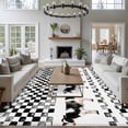 thumbnail image 3 of 5'x7' Area Rugs for Living Room Bedroom, Black Plaid Farmhouse Washable Rug Carpet Runner Indoor Outdoor, Watercolor Cute Country Cow Checkered Non Slip Floor Mats Area Rug for Kitchen, Nursery, 3 of 8