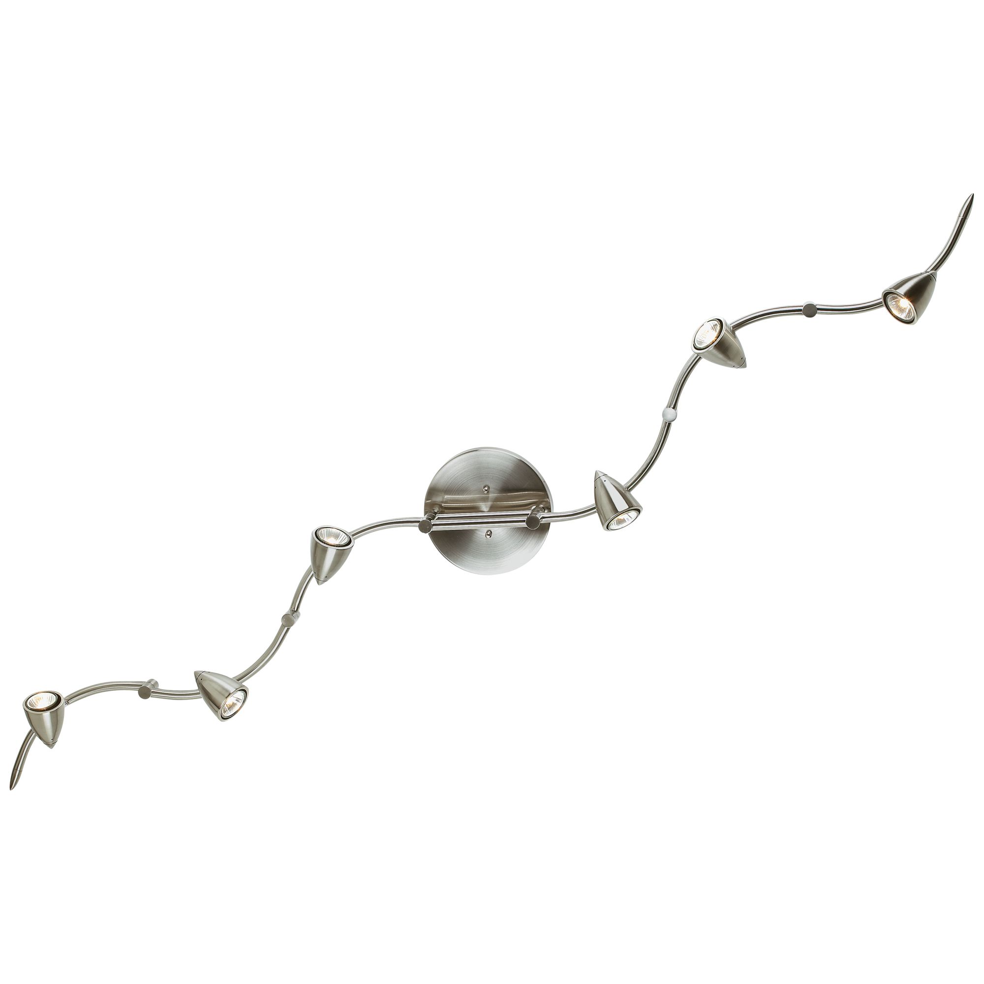 Pro Track Heavy Duty Axel 6-Head LED Ceiling Track Light Fixture Kit Swing Arm Brushed Nickel Finish Metal Modern Kitchen 72" Wide