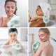 thumbnail image 4 of 5pcs Exfoliating Gloves Bath Towels, 9 Inch Bath Towels, Spa Exfoliating Gloves Non-Shrinking Body Scrub for Shower Scrub to Remove Dead Skin, 4 of 5