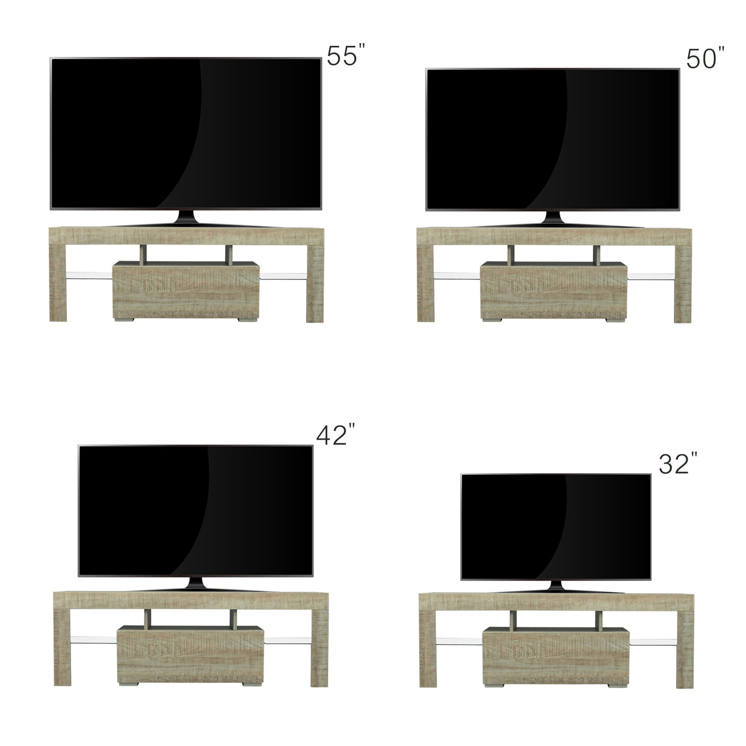 Kadyn TV Stand, Particle Board TV Cabinet Entertainment Center with LED RGB Lights and Storage, Gray High Gloss TV Console Table for TVs up to 55" Kadyn TV Stand, Particle Board TV Cabinet Entertainment Center with LED RGB Lights and Storage, Gray High Gloss TV Console Table for TVs up to 55"
