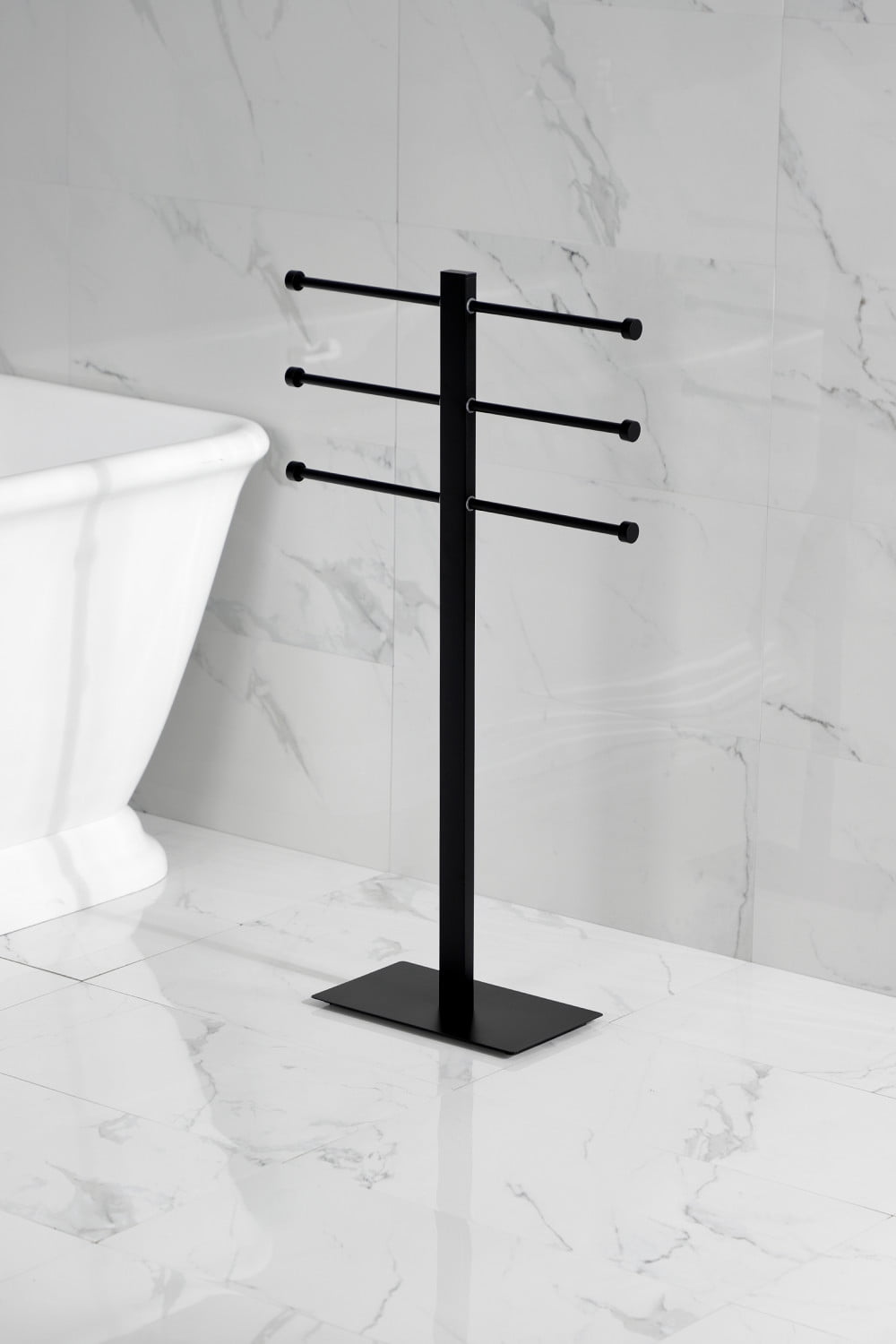 Kingston Brass CCS6020 Edenscape Freestanding Stainless Steel T-Shape Towel Holder, Matte Black
