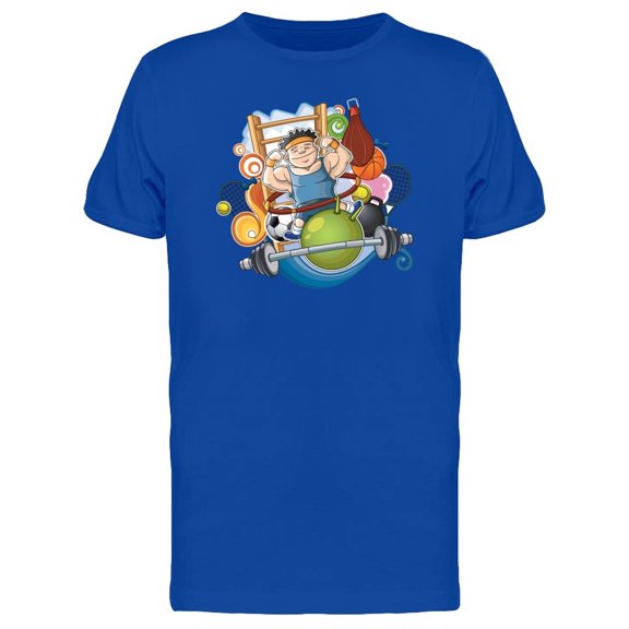 Cool Fitness Sport Man Cartoon Tee Men's -Image by Shutterstock
