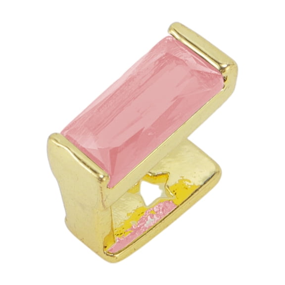 Unique Bargains 1 Pc Fake Grills Hip Hop Square Zirconia Teeth Grillz Gold Tone Pink
