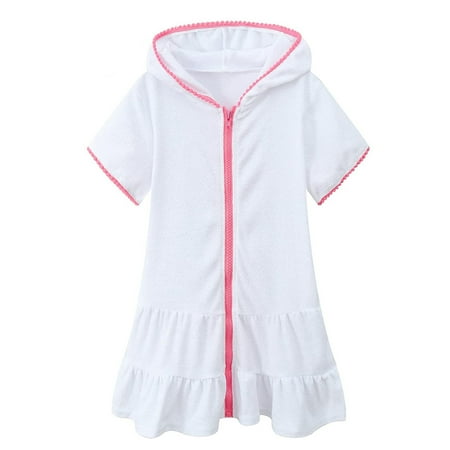 

Rovga Dresses For Girls Little Girls Swim Cover Up Kids Swimsuit Coverup Zip Up Beach Bathing Suit Hooded Bathrobe Absorbent Terry Beach Dress Casual Clothing