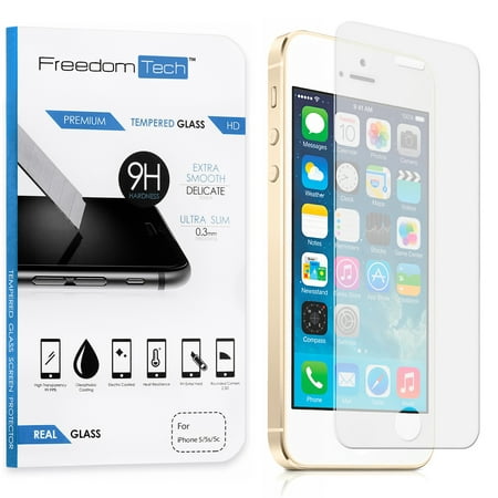Freedomtech iPhone 5C Screen Protector Real Tempered Glass Film LCD (Best Iphone 5c Screen Protector)