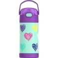 thumbnail image 1 of Bouteille isolée à pression de 12 Oz avec paille Funtainer de Thermos,  Coeurs, 1 of 5