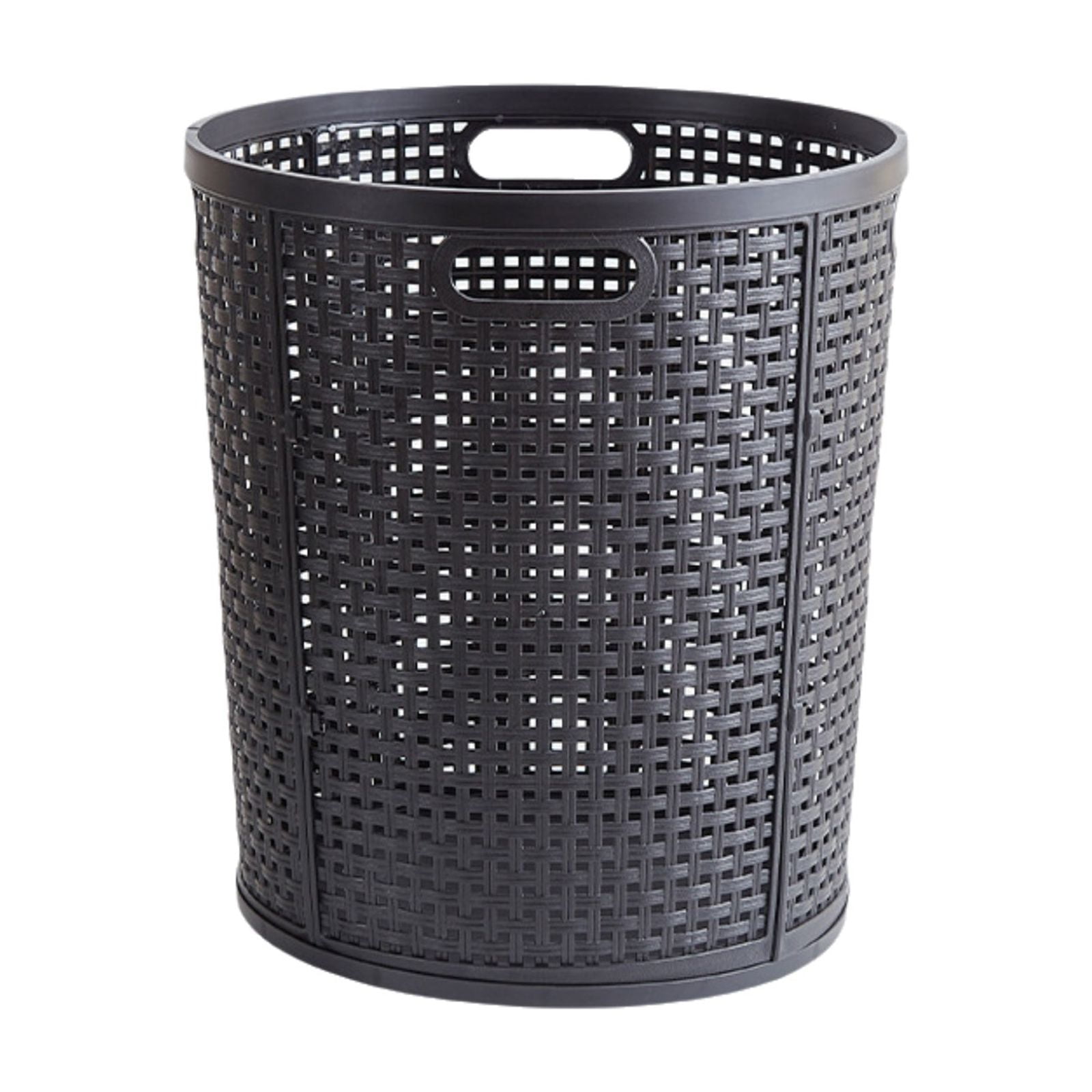 CheAAlet Large Capacity Plastic Storage Basket for Laundry and Toys, Ventilated Laundry Hamper with Side Handles, 40 L Flexible Rattan-Style Clothes Basket-Black