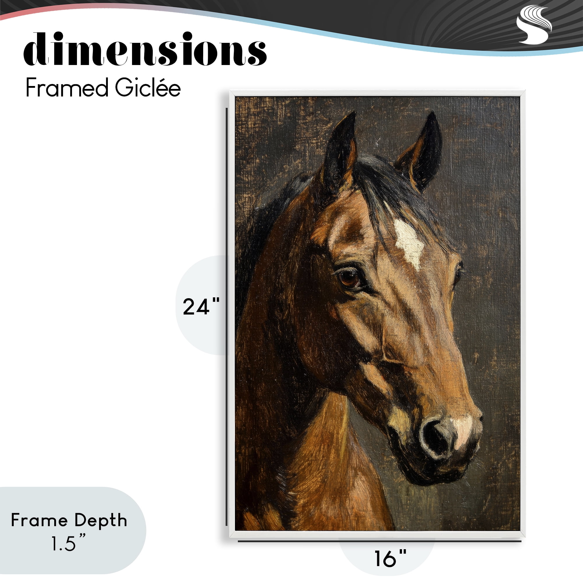 Stupell Industries Horse Portrait Study White Framed Giclee Art, design by Petal Prints Design