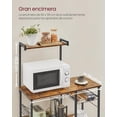 thumbnail image 3 of Estantería de Cocina, Soporte para Microondas y Panadería, Estantería de Almacenamiento con Cesta de alambre, 6 ganchos, para Especias, Ollas y Sartenes, Marrón Rústico y Negro, 3 of 9