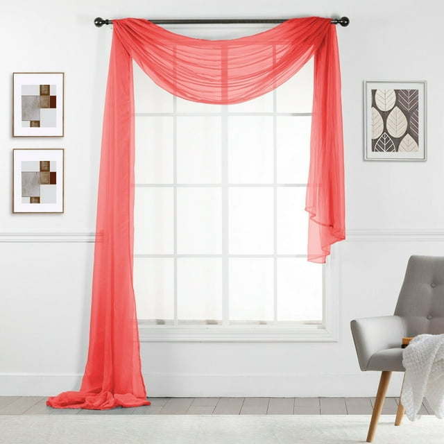 Empire Sheer Voile Window Valence Scarf 216" LONG