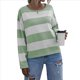 thumbnail image 1 of Camisas de Larga para Mujer, Blusas Casuales Holgadas A Rayas, Suéteres de Punto Verde XL, 1 of 9